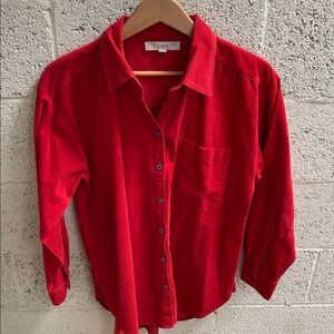 Loft Red Button Up